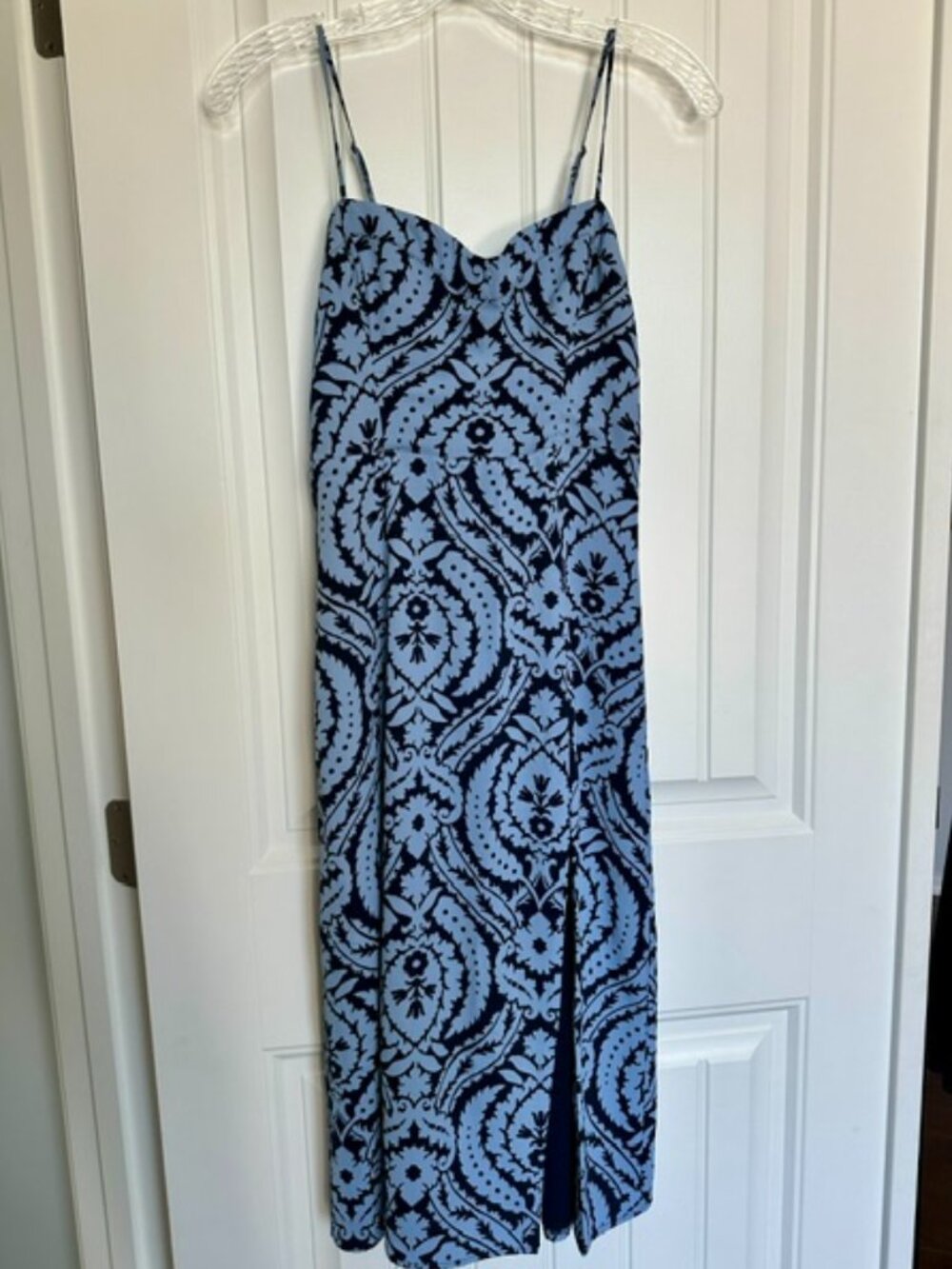 Abercrombie & Fitch Blue Patterned Spaghetti-Strap Maxi Dress - Size XXSP